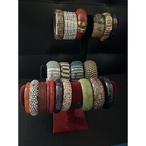 Vintage Mixed Material Metal Plastic Cinnabar Etc BRACELET Bangle BOX LOT 20pcs